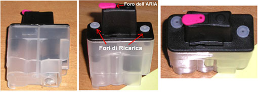 fasi ricarica cartucce vuote ricaricabili Brother LC-900