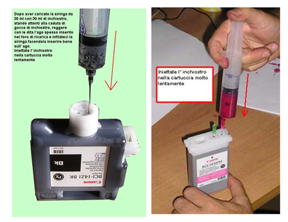 inserimento inchiostro cartuccia plotter Canon