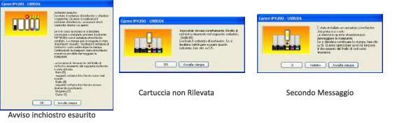 messaggi cartucce Canon cli pgi