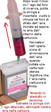 eliminazione dell'aria cartucce plotter canon