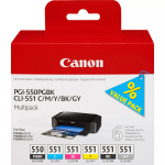 Cartucce Multipack Canon PGI-550 Nero + CLI-551 6496B005 Nero, Ciano, Magenta, Giallo e Grigio originale