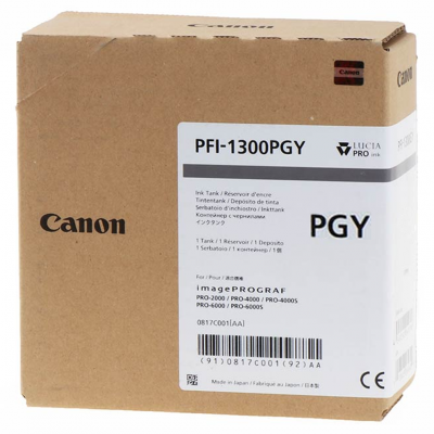 Canon Cartuccia Originale Grigio Fotografico Photo PFI-1300PGY 0818C001 Canon Cartuccia Originale Grigio Fotografico Photo PFI-1300PGY 0818C001