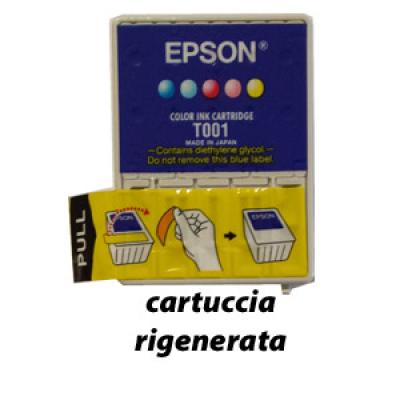 Cartuccia Epson T001 (C13T00101120) Ciano Ciano Light Magenta Magenta Light Giallo rigenerata Cartuccia Epson T001 (C13T00101120) Ciano Ciano Light Magenta Magenta Light Giallo rigenerata