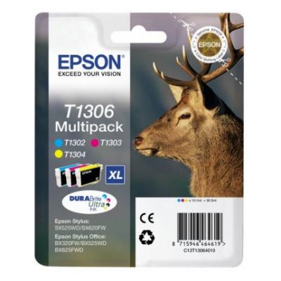 Multi pack Epson T1306 Ciano Magenta Giallo originali (C13T13064510) cartucce 