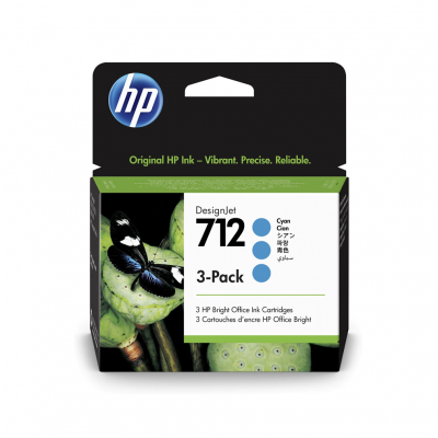 Cartuccia HP 712 3ED77A Ciano originale (Conf. da 3 pz.) Cartuccia HP 712 3ED77A Ciano originale (Conf. da 3 pz.)