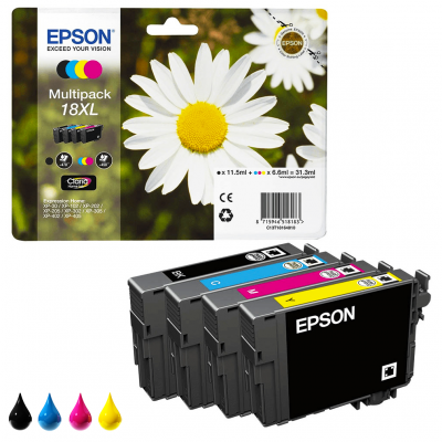 Epson Cartuccia Originale Multipack 18XL C13T18164012 Nero Ciano Magenta e Giallo Epson Cartuccia Originale Multipack 18XL C13T18164012 Nero Ciano Magenta e Giallo