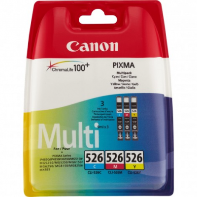 Cartuccia Multipack Canon CLI-526 4541B009 Ciano Magenta e Giallo originale Cartuccia Multipack Canon CLI-526 4541B009 Ciano Magenta e Giallo originale
