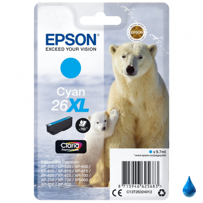 Epson Cartuccia originale Ciano 26XL C13T26324012 Epson Cartuccia originale Ciano 26XL C13T26324012