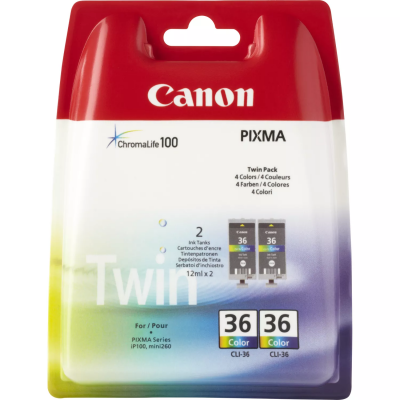 Doppia Cartuccia tricolor Canon CLI-36 1511B018 confezione colori originale Doppia Cartuccia tricolor Canon CLI-36 1511B018 confezione colori originale