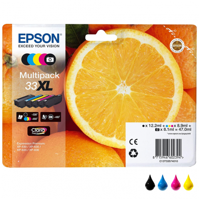 Epson Cartucce originali Nero Ciano Magenta e Giallo Multipack 33XL C13T33574011 Epson Cartucce originali Nero Ciano Magenta e Giallo Multipack 33XL C13T33574011
