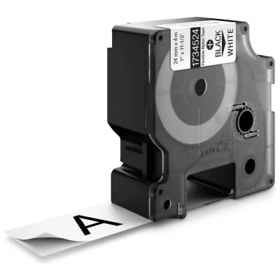 Nastro per etichettatrice per DYMO Rhino 18488 12 mm x 3.2 mt nylon flessibile Nero su Bianco compatibile