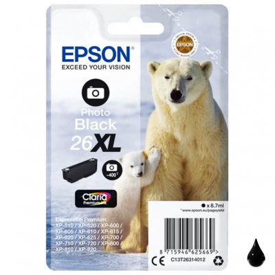 Epson Cartuccia Originale Nero Fotografico 26XL C13T26314012 Epson Cartuccia Originale Nero Fotografico 26XL C13T26314012