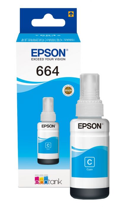 Flacone inchiostro Epson EcoTank 664 Ciano Dye C13T664240 T6642 ORIGINALE 