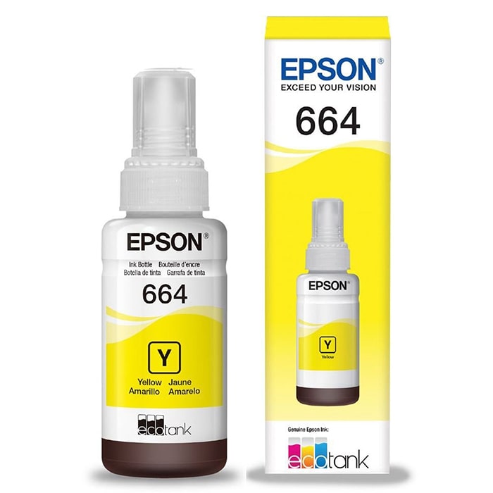 Flacone inchiostro Epson EcoTank 664 Giallo Dye C13T66444A T6644 ORIGINALE 